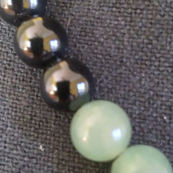 Handmade💎GENUINE💥 17" Onyx, Amazonite, Aventurine,Swarov & Glass🌺Flwer Neckl. - Picture 3 of 14